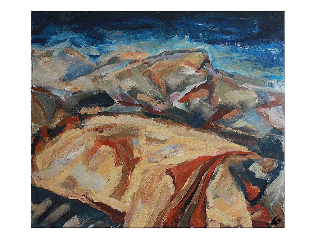 Griechische Landschaft auf dem Peloponnes mit Blick auf das Taygetos Gebirge (I)